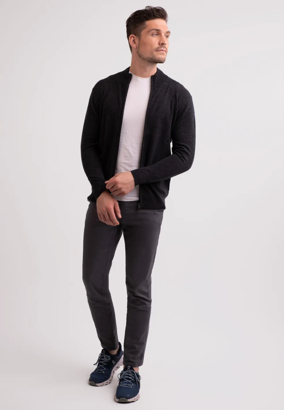Kaschmir Strickjacke Cardigan dunkel anthrazit