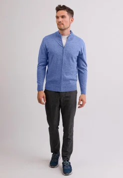 Kaschmir Strickjacke Cardigan azurblau