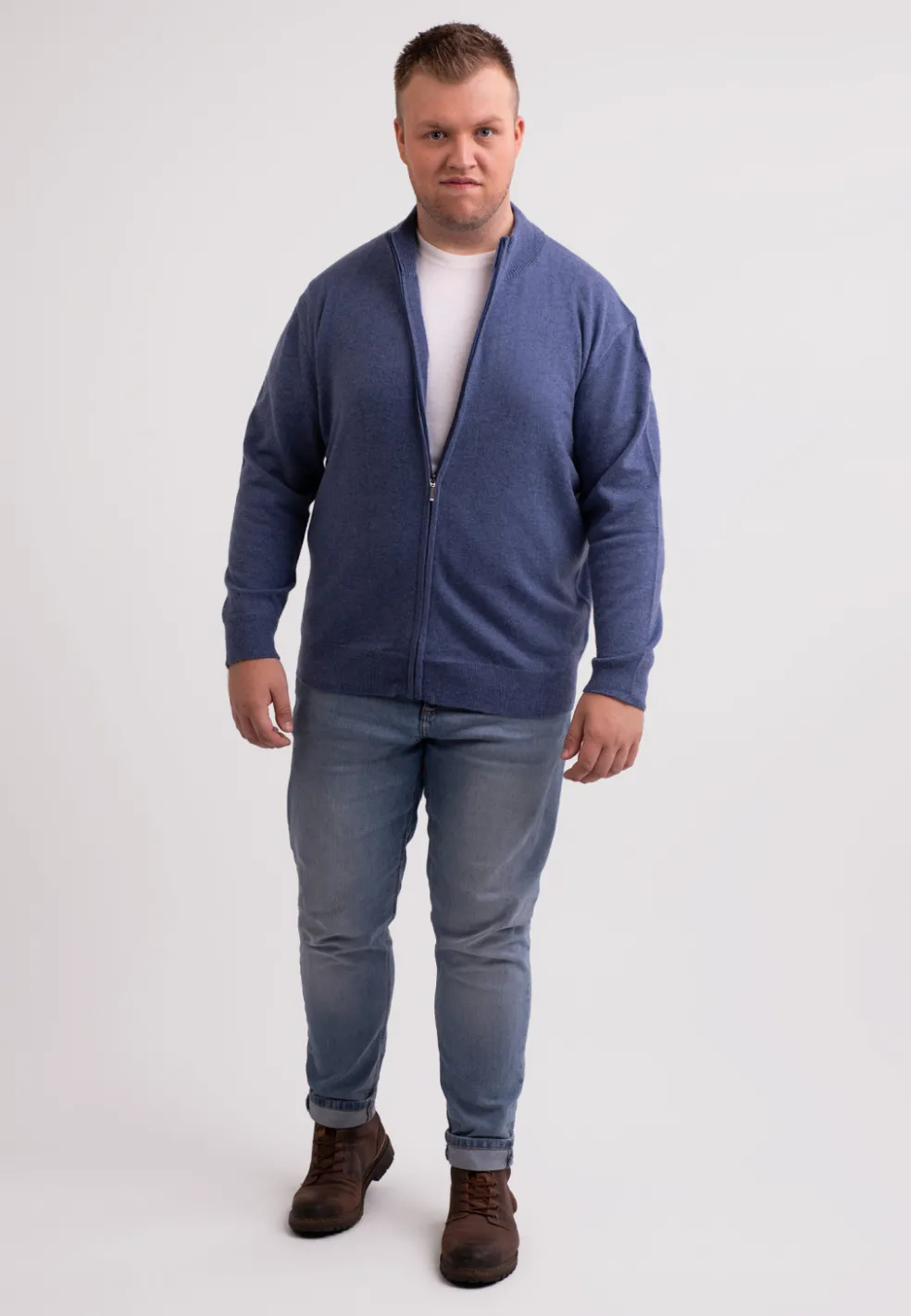 Kaschmir Strickjacke Cardigan jeans blau