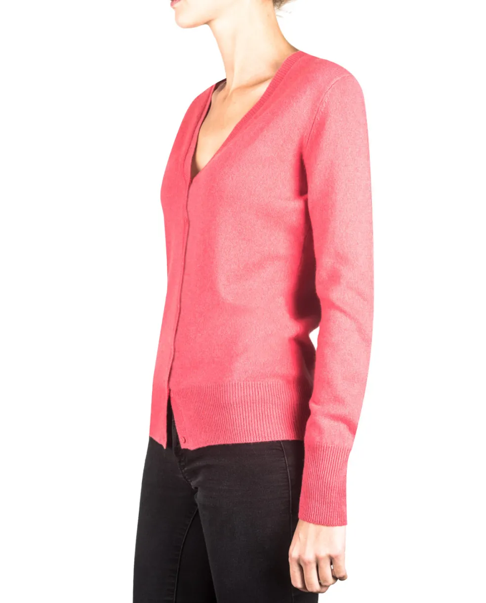 Kaschmir Strickjacke Cardigan V-Ausschnitt virtual pink