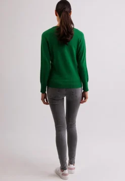 Kaschmir Strickjacke Cardigan Rundhals grün