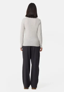 Kaschmir Strickjacke Cardigan mit Reissverschluss hellgrau melange