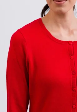 Kaschmir Strickjacke Cardigan Rundhals rot