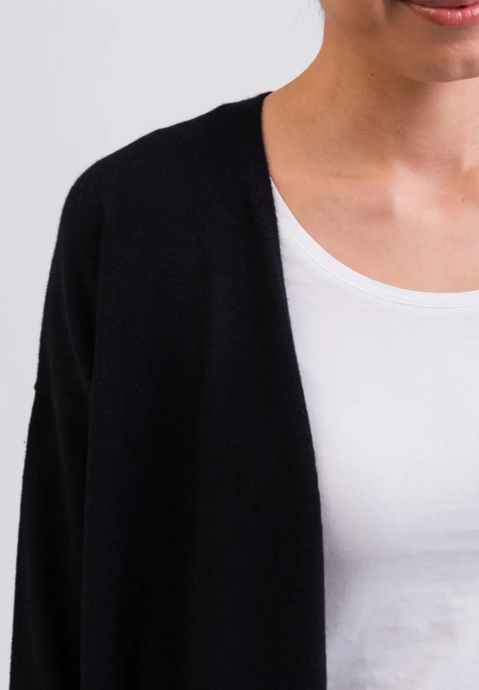 Kaschmir Strickjacke Cardigan Lang schwarz