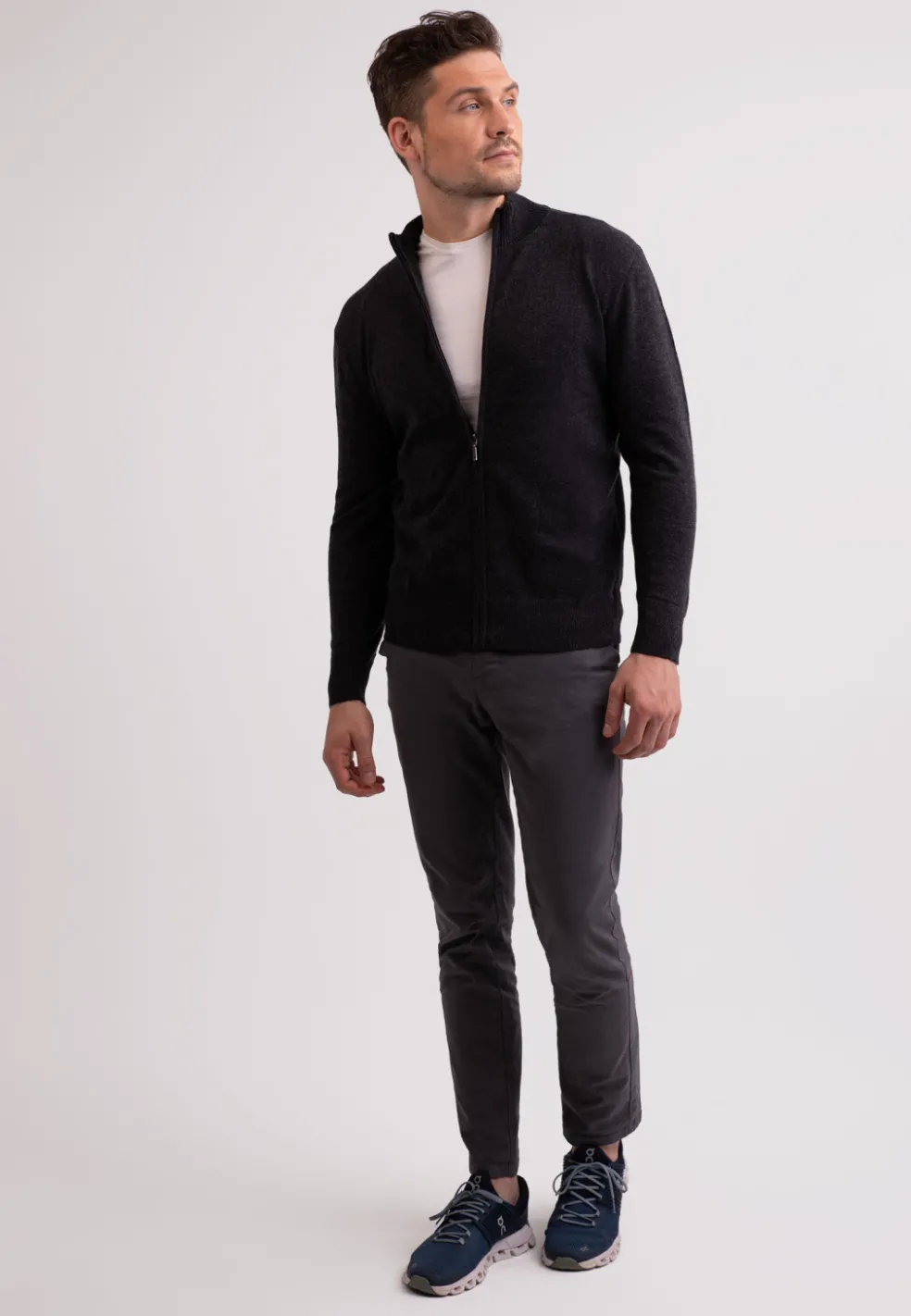 Kaschmir Strickjacke Cardigan dunkel anthrazit