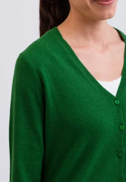 Kaschmir Strickjacke Cardigan V-Ausschnitt grün