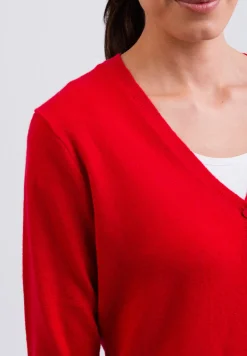 Kaschmir Strickjacke Cardigan V-Ausschnitt rot
