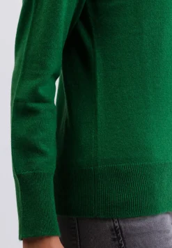 Kaschmir Strickjacke Cardigan Rundhals grün
