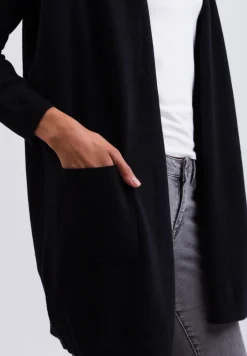Kaschmir Strickjacke Cardigan Lang schwarz