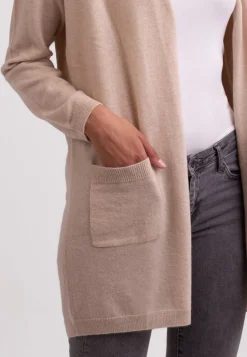 Kaschmir Strickjacke Cardigan Lang weizen