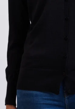 Kaschmir Strickjacke Cardigan V-Ausschnitt schwarz (Frühling)