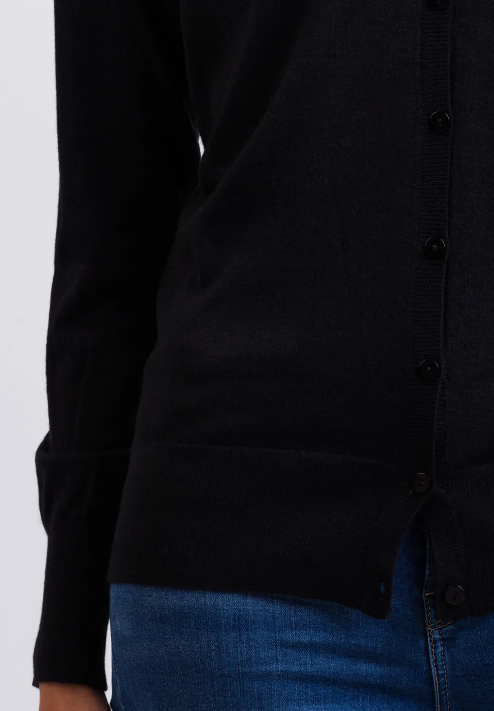 Kaschmir Strickjacke Cardigan V-Ausschnitt schwarz (Frühling)
