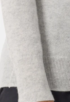 Kaschmir Strickjacke Cardigan mit Reissverschluss hellgrau melange