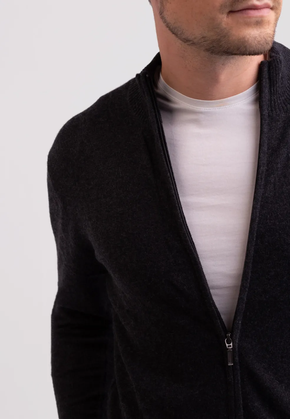 Kaschmir Strickjacke Cardigan dunkel anthrazit