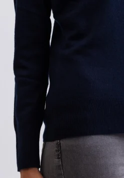 Kaschmir Strickjacke Cardigan V-Ausschnitt marine blau