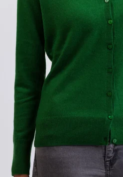 Kaschmir Strickjacke Cardigan V-Ausschnitt grün