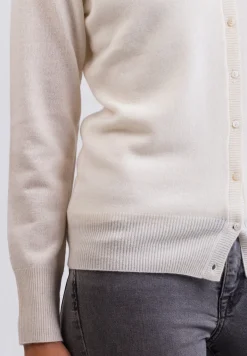 Kaschmir Strickjacke Cardigan V-Ausschnitt weiss