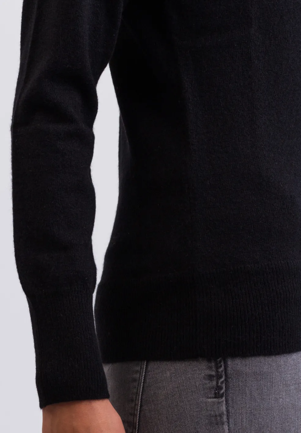 Kaschmir Strickjacke Cardigan V-Ausschnitt schwarz