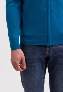 Kaschmir Strickjacke Cardigan mykonos blau (Frühling)