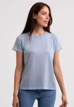 Kaschmir T-Shirt mit Rundhals himmelblau