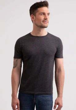Kaschmir T-Shirt mit Rundhals dunkel anthrazit