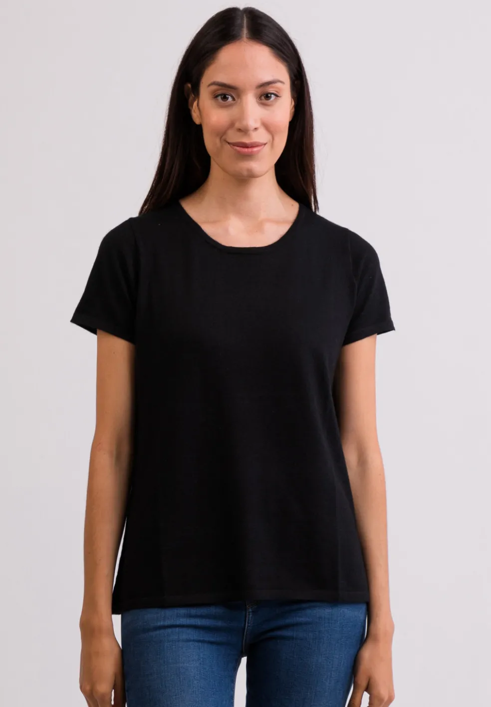 Kaschmir T-Shirt mit Rundhals schwarz