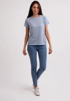 Kaschmir T-Shirt mit Rundhals himmelblau