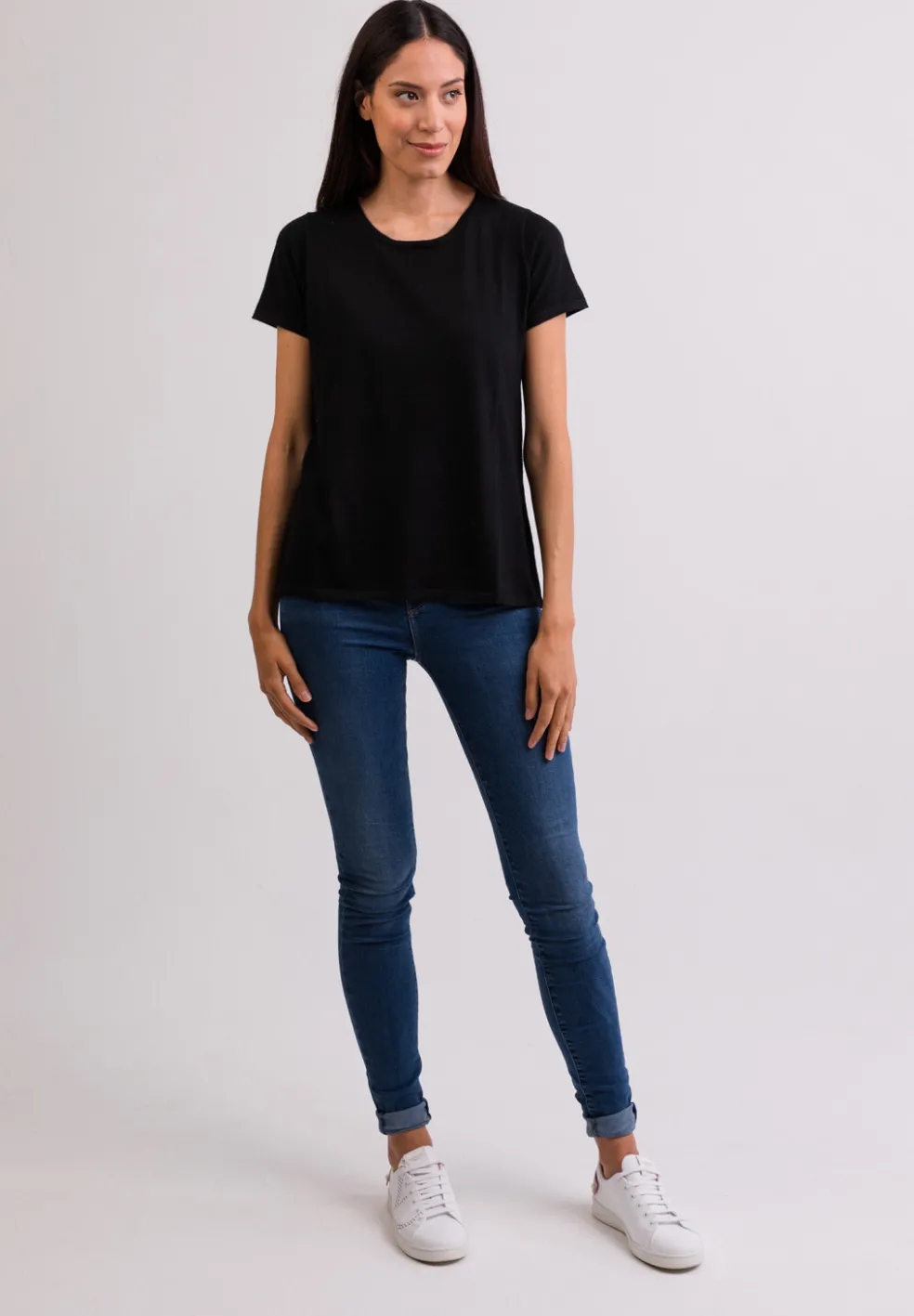 Kaschmir T-Shirt mit Rundhals schwarz