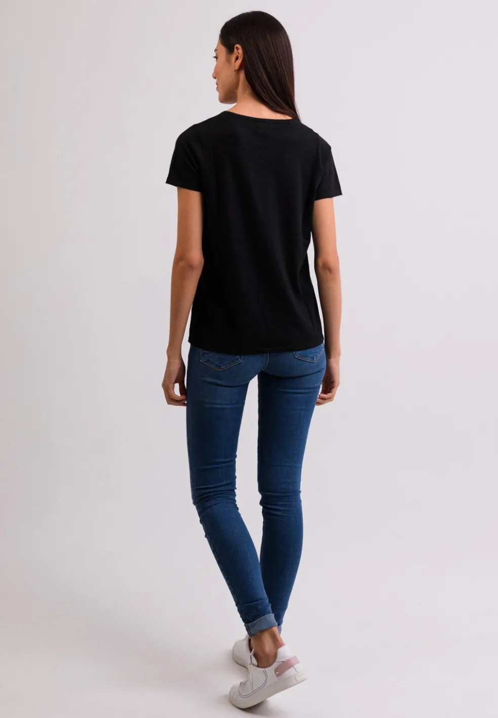 Kaschmir T-Shirt mit Rundhals schwarz