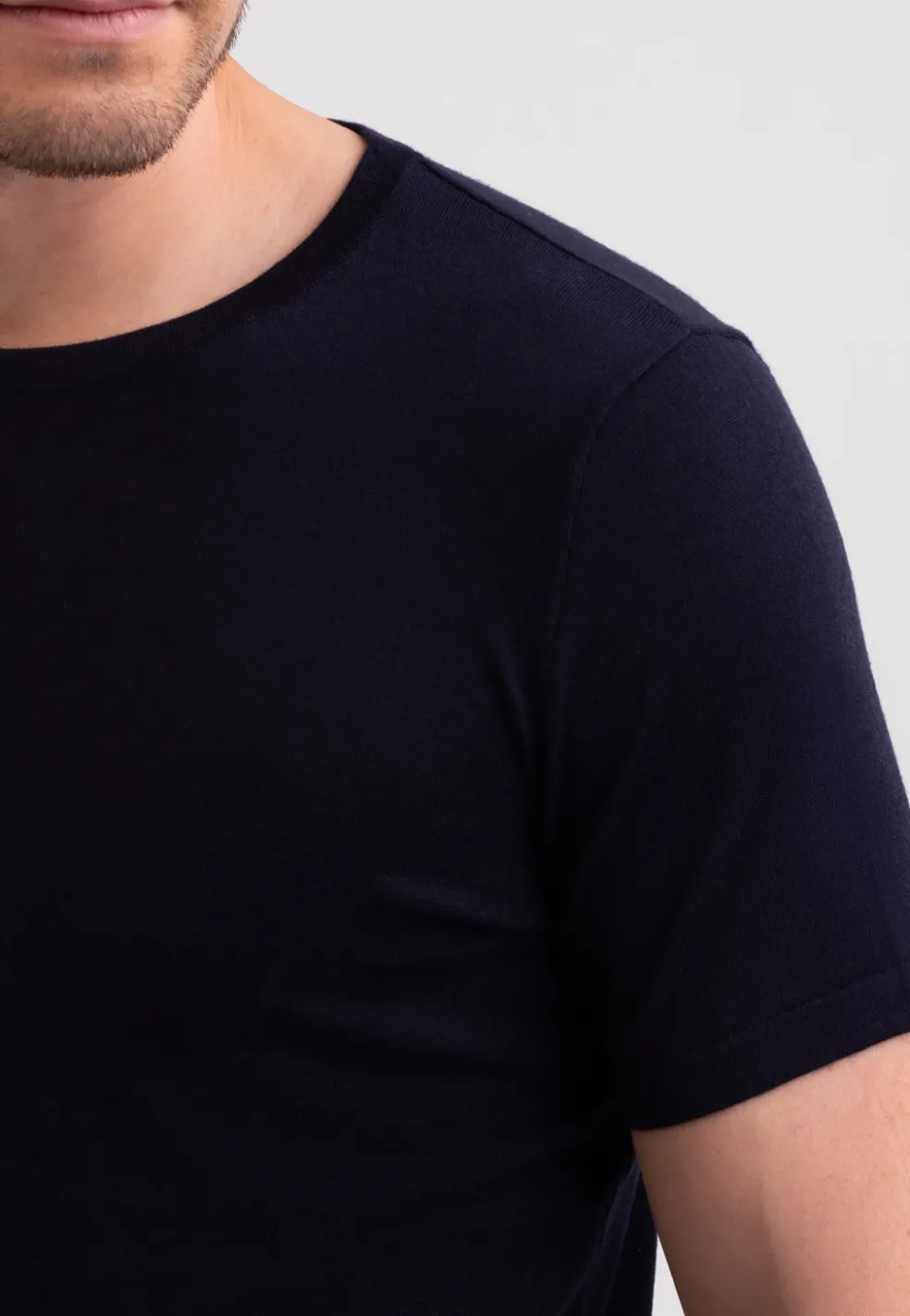 Kaschmir T-Shirt mit Rundhals marine blau