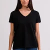 Kaschmir T-Shirt mit V-Ausschnitt schwarz