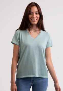 Kaschmir T-Shirt mit V-Ausschnitt minzgrün