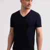 Kaschmir T-Shirt mit V-Ausschnitt marine blau