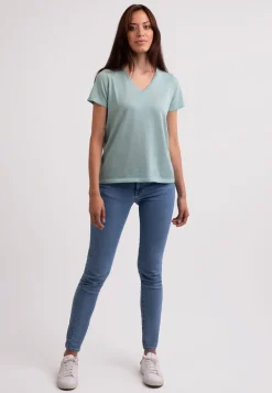 Kaschmir T-Shirt mit V-Ausschnitt minzgrün