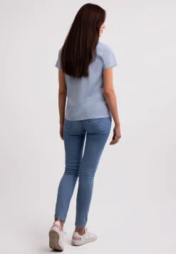 Kaschmir T-Shirt mit V-Ausschnitt himmelblau