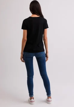Kaschmir T-Shirt mit V-Ausschnitt schwarz