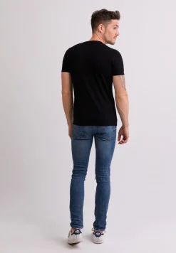 Kaschmir T-Shirt mit V-Ausschnitt schwarz