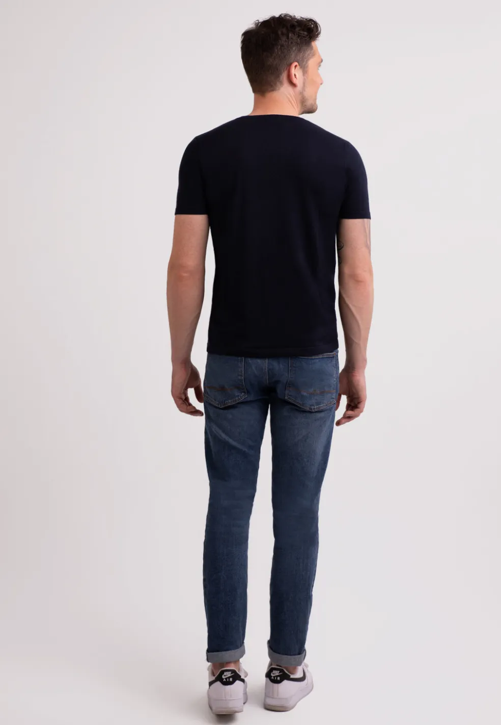 Kaschmir T-Shirt mit V-Ausschnitt marine blau