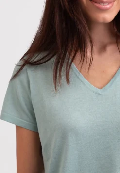 Kaschmir T-Shirt mit V-Ausschnitt minzgrün