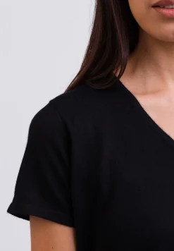 Kaschmir T-Shirt mit V-Ausschnitt schwarz