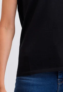 Kaschmir T-Shirt mit V-Ausschnitt schwarz