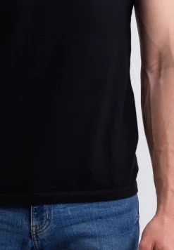 Kaschmir T-Shirt mit V-Ausschnitt schwarz