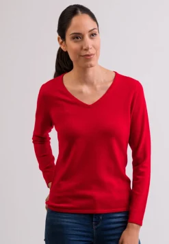 Kaschmir V-Ausschnitt Pullover rot