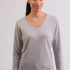 Kaschmir V-Ausschnitt Pullover hellgrau