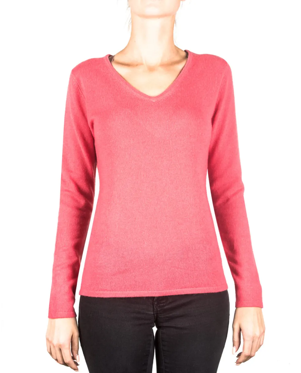 Kaschmir V-Ausschnitt Pullover virtual pink