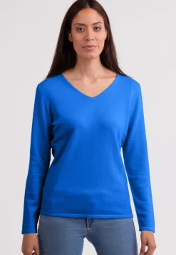 Kaschmir V-Ausschnitt Pullover dazzling blau