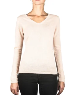 Kaschmir V-Ausschnitt Pullover washed ecru