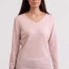 Kaschmir V-Ausschnitt Pullover puderrosa