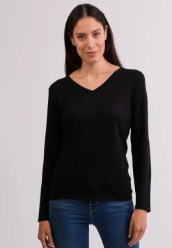 Kaschmir V-Ausschnitt Pullover schwarz (Frühling)
