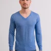 Kaschmir V-Ausschnitt Pullover hellblau (Frühling)